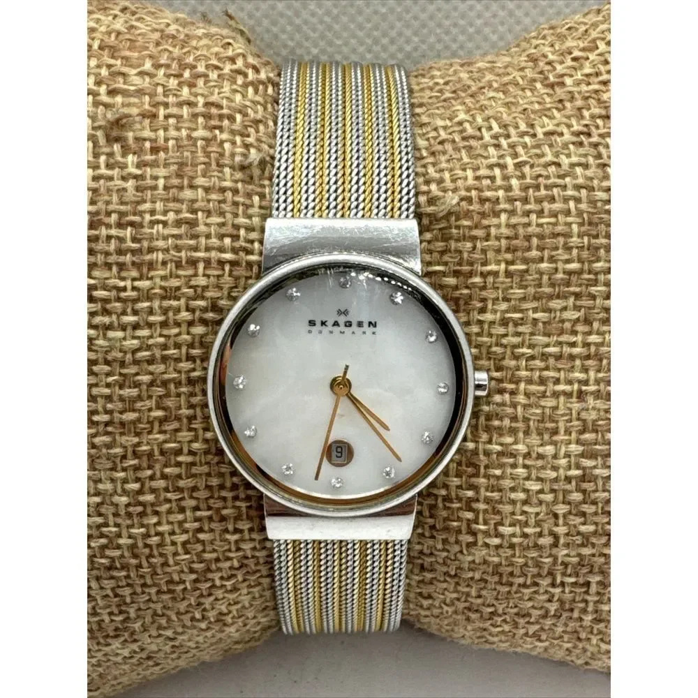 Skagen Ancher 355SSGS Women Stainless Steel Mesh Analog Dial Quartz Watch JNA900